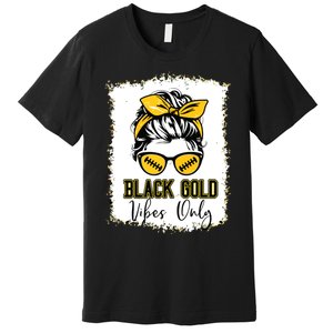 Black Gold Vibes Only Football Women Leopard Football Premium T-Shirt