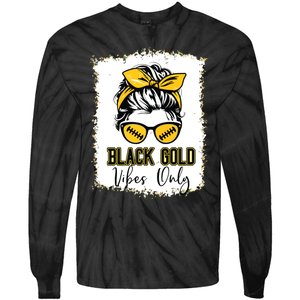 Black Gold Vibes Only Football Women Leopard Football Tie-Dye Long Sleeve Shirt