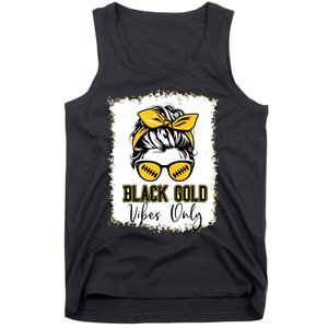 Black Gold Vibes Only Football Women Leopard Football Tank Top