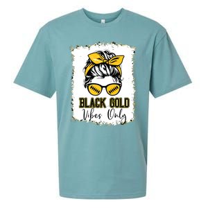 Black Gold Vibes Only Football Women Leopard Football Sueded Cloud Jersey T-Shirt