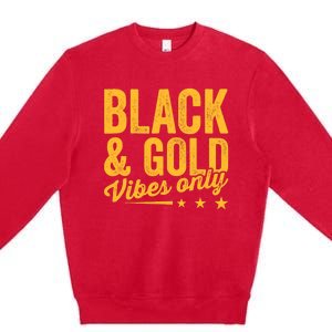 Black Gold Vibes Only Game Day Group High School Football Premium Crewneck Sweatshirt