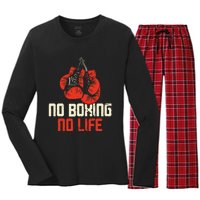 Boxing Gloves Vintage No Boxing No Life Gift Women's Long Sleeve Flannel Pajama Set 