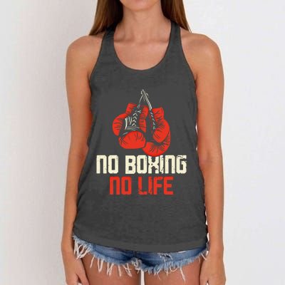 Boxing Gloves Vintage No Boxing No Life Gift Women's Knotted Racerback Tank