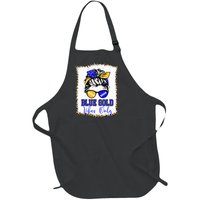 Blue Gold Vibes Only Football Leopard Football Full-Length Apron With Pockets