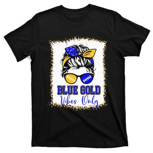 Blue Gold Vibes Only Football Leopard Football T-Shirt