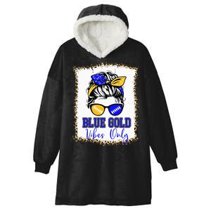 Blue Gold Vibes Only Football Leopard Football Hooded Wearable Blanket