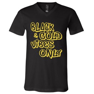 Black Gold Vibes Only V-Neck T-Shirt