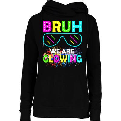 bruh glowing vintage Womens Funnel Neck Pullover Hood