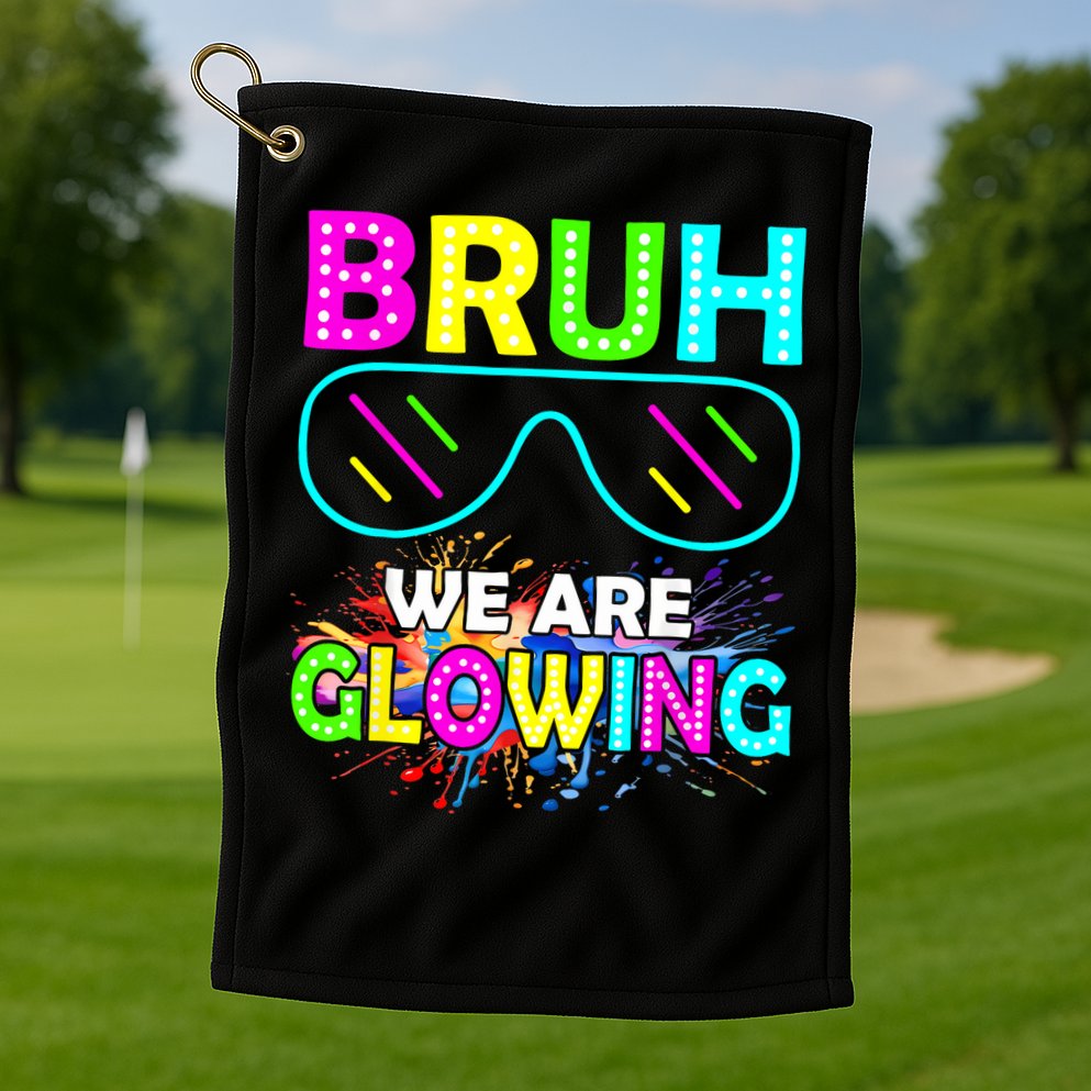 bruh glowing vintage Golf Towel