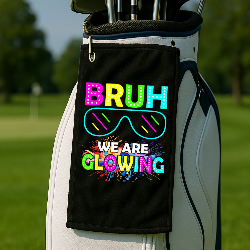 bruh glowing vintage Golf Towel