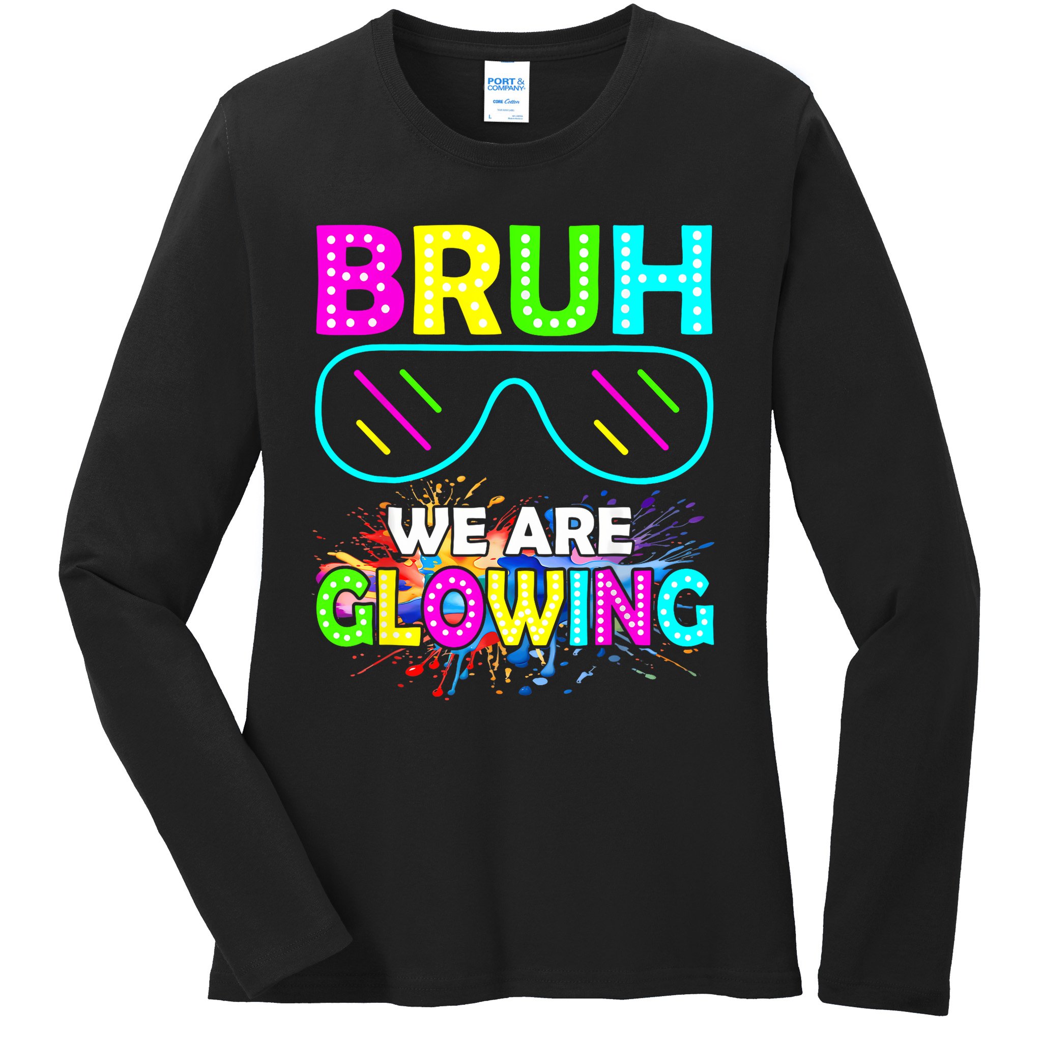bruh glowing vintage Ladies Long Sleeve Shirt