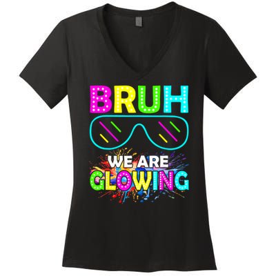 bruh glowing vintage Women's V-Neck T-Shirt