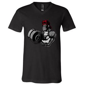 Bodybuilding Gorilla Vegan Workout Gym Bodybuilder V-Neck T-Shirt