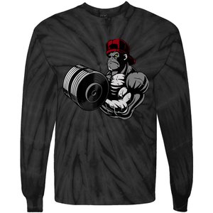 Bodybuilding Gorilla Vegan Workout Gym Bodybuilder Tie-Dye Long Sleeve Shirt