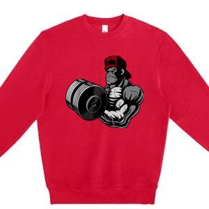 Bodybuilding Gorilla Vegan Workout Gym Bodybuilder Premium Crewneck Sweatshirt