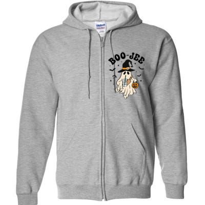 Boojee Ghost With Coffee In Witch Hat Halloween Ghost Boo Gift Full Zip Hoodie