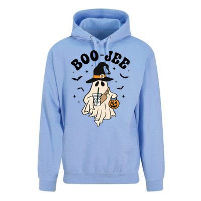 Boojee Ghost With Coffee In Witch Hat Halloween Ghost Boo Gift Unisex Surf Hoodie