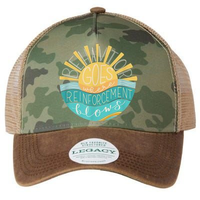 Behavior Goes Where Reinforcement Flows BCBA RBT SPED Para Legacy Tie Dye Trucker Hat
