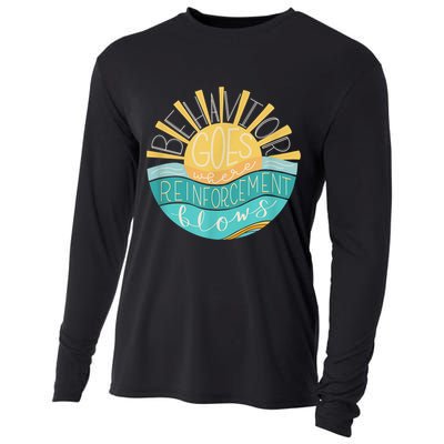 Behavior Goes Where Reinforcement Flows BCBA RBT SPED Para Cooling Performance Long Sleeve Crew
