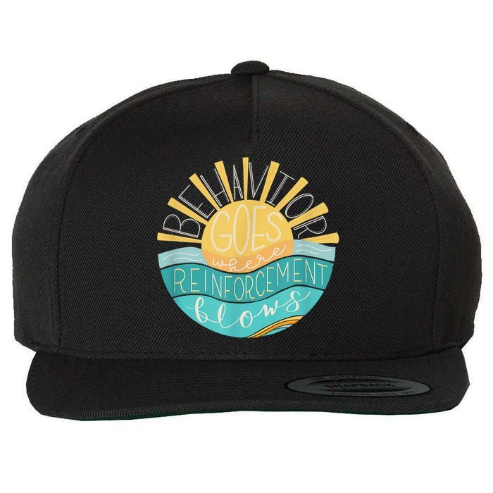 Behavior Goes Where Reinforcement Flows BCBA RBT SPED Para Wool Snapback Cap