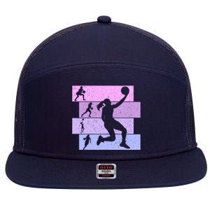 Basketball Girl Wo 7 Panel Mesh Trucker Snapback Hat