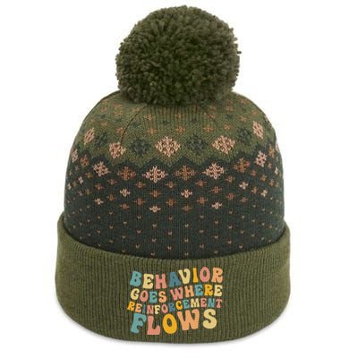 Behavior Goes Where Reinforcement Flows Retro BCBA ABA The Baniff Cuffed Pom Beanie