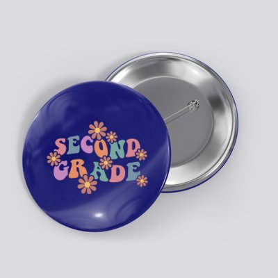 Boho Groovy Wavy Second Grade Cute Gift Button