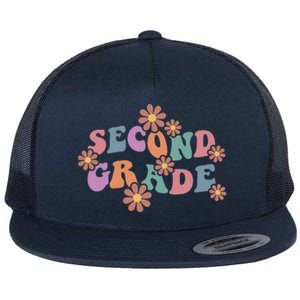 Boho Groovy Wavy Second Grade Cute Gift Flat Bill Trucker Hat