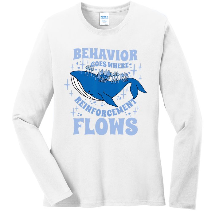 Behavior Goes Where Reinforcement Flows Behavior Analyst Ladies Long Sleeve Shirt