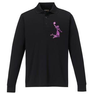 Basketball Girl Women Performance Long Sleeve Polo