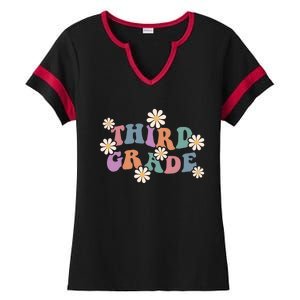 Boho Groovy Wavy Third Grade Cute Gift Ladies Halftime Notch Neck Tee