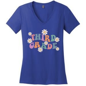 Boho Groovy Wavy Third Grade Cute Gift Women's V-Neck T-Shirt