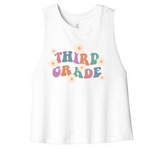 Boho Groovy Wavy Third Grade Cute Gift Women's Racerback Cropped Tank