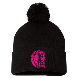 Basketball Girl Wo Female Basketball Team Pom Pom 12in Knit Beanie