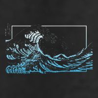 Blue Great Wave Off Kanagawa 7 Panel Mesh Trucker Snapback Hat