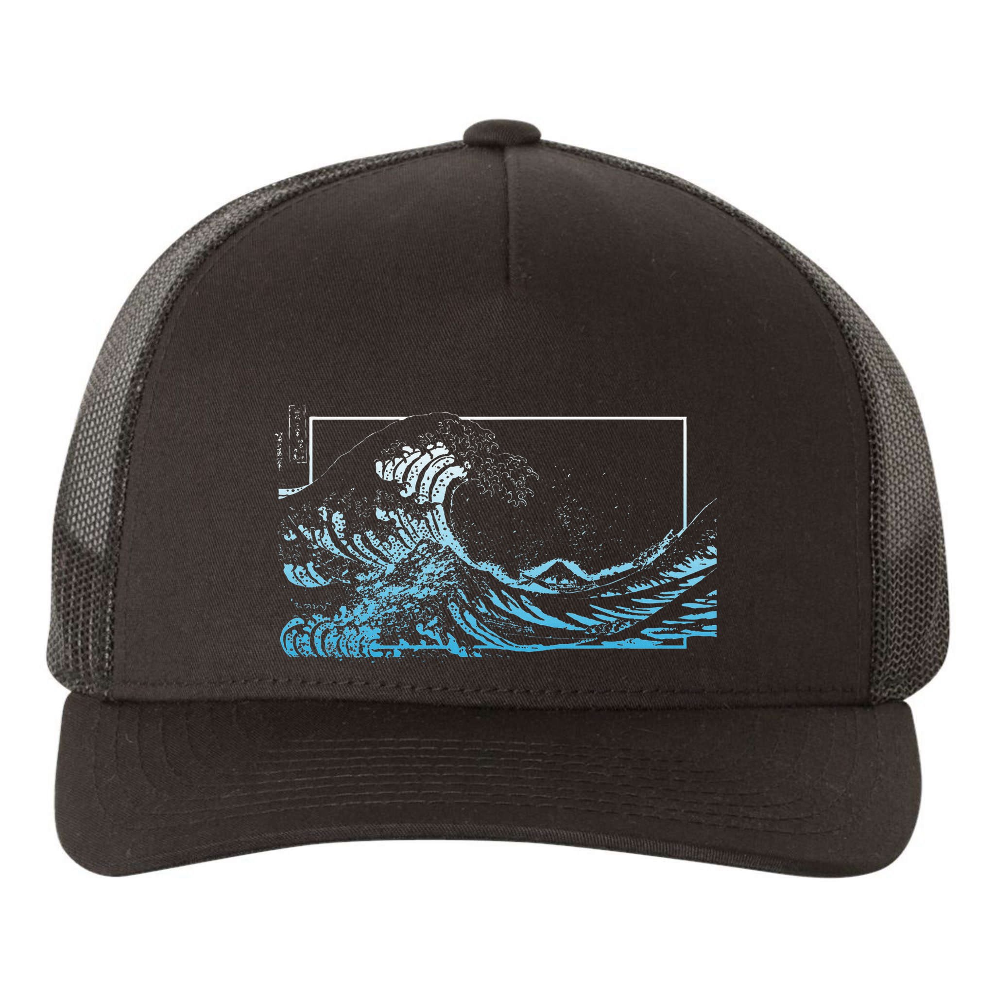Blue Great Wave Off Kanagawa Yupoong Adult 5-Panel Trucker Hat