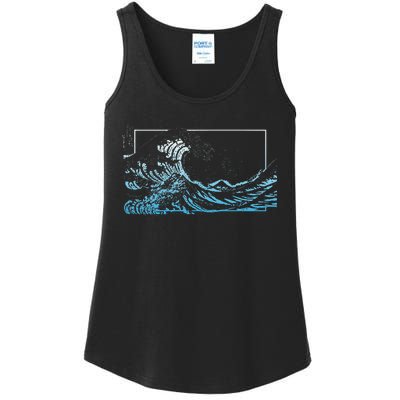 Blue Great Wave Off Kanagawa Ladies Essential Tank