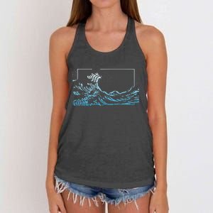 Blue Great Wave Off Kanagawa Women's Knotted Racerback Tank