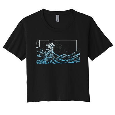 Blue Great Wave Off Kanagawa Women's Crop Top Tee