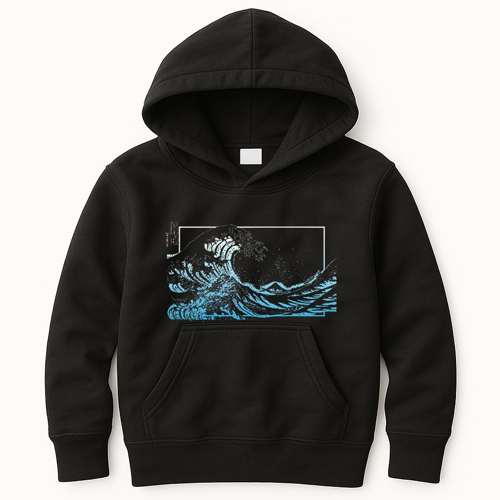 Blue Great Wave Off Kanagawa Kids Hoodie
