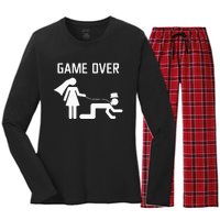 Bride Groom Wedding Bachelor Bachelorette Party Women's Long Sleeve Flannel Pajama Set 