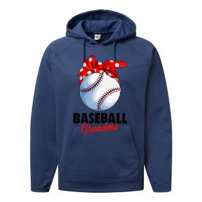 Baseball Grandma Women Performance Fleece Hoodie