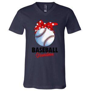 Baseball Grandma Women V-Neck T-Shirt