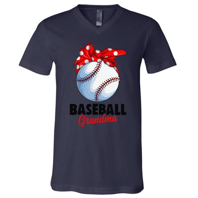 Baseball Grandma Women V-Neck T-Shirt