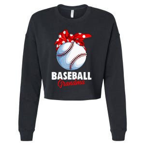 Baseball Grandma Women Cropped Pullover Crew