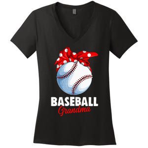 Baseball Grandma Women Women's V-Neck T-Shirt