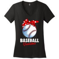 Baseball Grandma Women Women's V-Neck T-Shirt