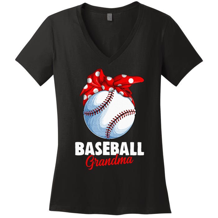 Baseball Grandma Women Women's V-Neck T-Shirt