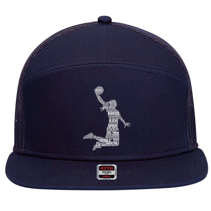 Basketball Girl Wo Girls 7 Panel Mesh Trucker Snapback Hat