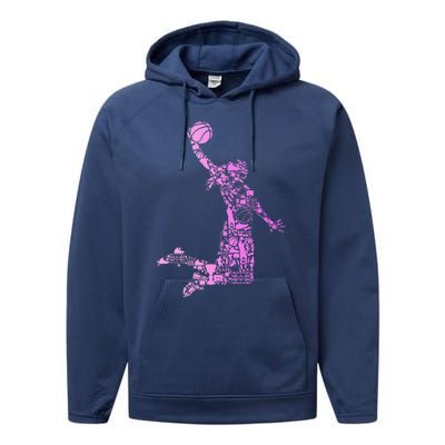 Basketball Girl Women Performance Fleece Hoodie